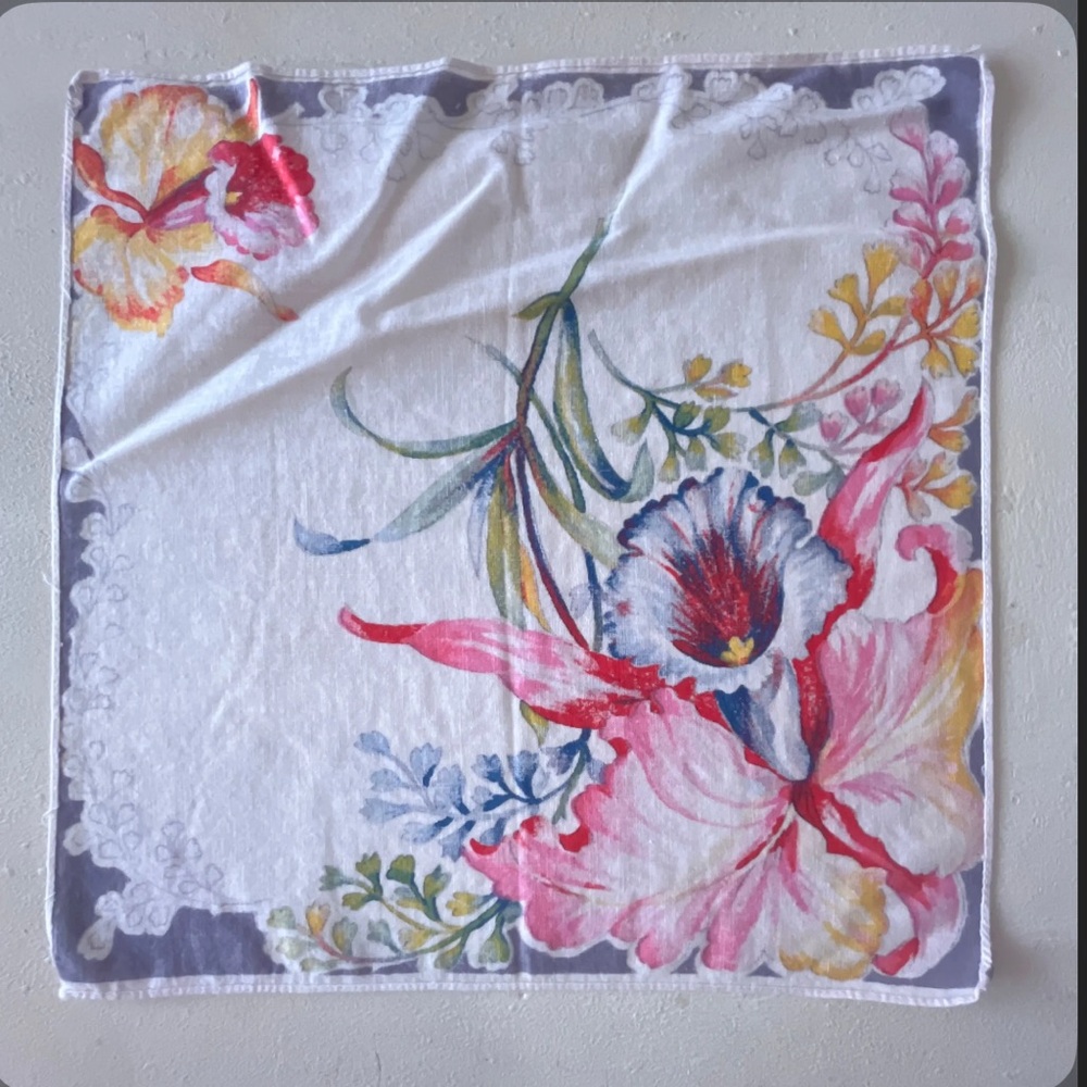 Floral Print Vintage Handkerchief